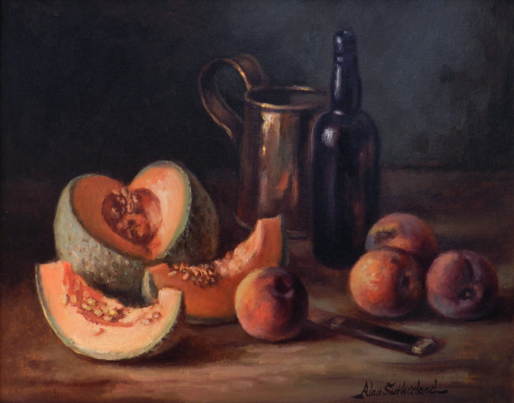Still life - Melon and Peaches
