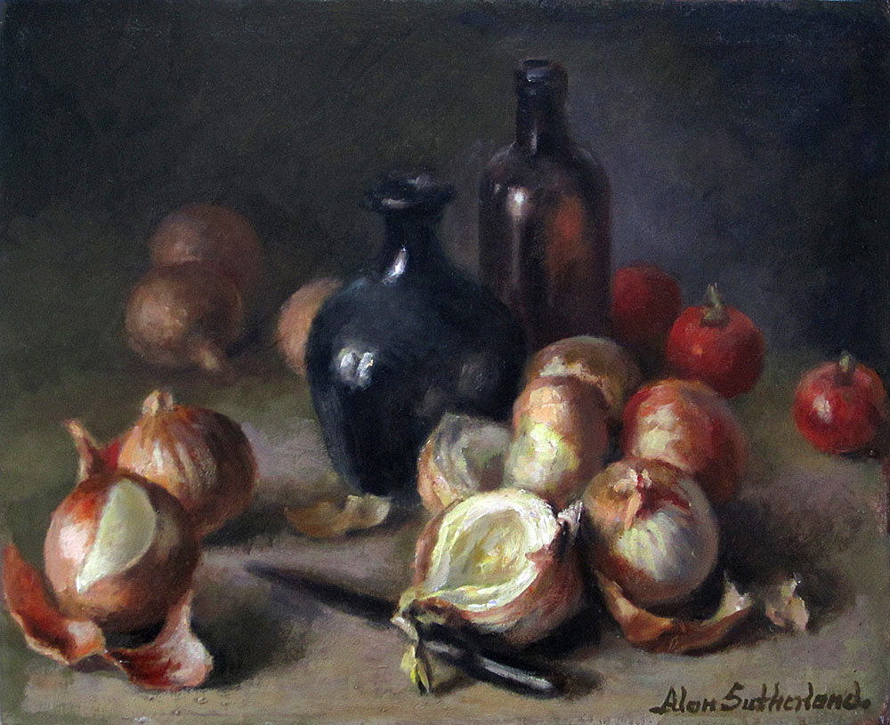 Still life - Onions and Glass